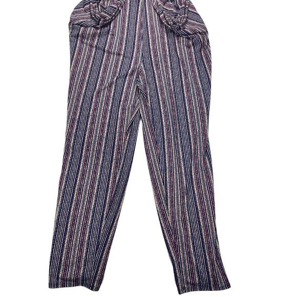 BCBGeneration Jumpsuit Women M Crossover V-neck Draped Pocket Striped Boho Beach - Picture 5 of 16